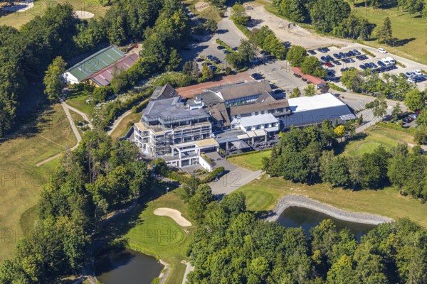 Aerial photo, golf house construction site Golfclub Felderbach Sprockhövel e.V., Sprockhövel, Ruhr