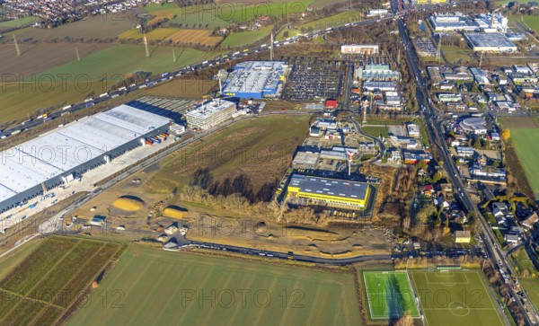 Aerial view, Woolworth builds new headquarters in the intermunicipal industrial estate Unna/Kamen,