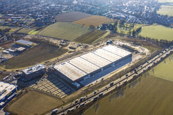 Aerial view, Woolworth builds new headquarters in the intermunicipal commercial area Unna/Kamen,