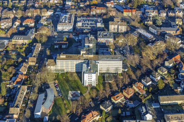 Aerial photo, Evangelisches Krankenhaus Unna, Holbeinstraße, EVK Unna, Unna, Ruhr area, North