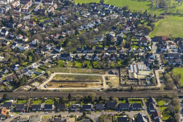 Aerial view, Drücke Garten-Zentrum Unna, construction area residential buildings, former sports