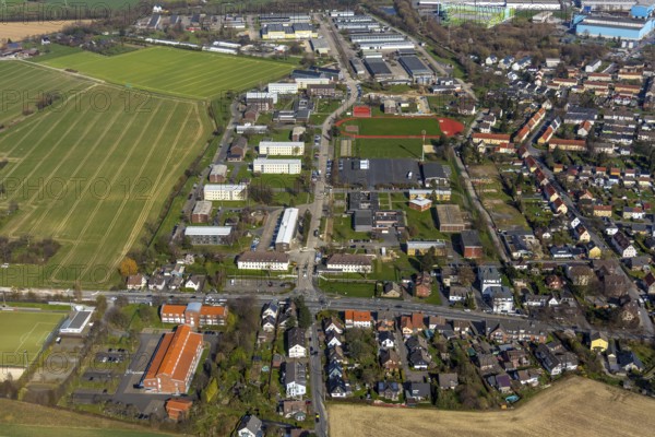 Aerial photo, Glückauf Kaserne Unna Königsborn, Hallohweg, Unna, Ruhr area, North Rhine-Westphalia,