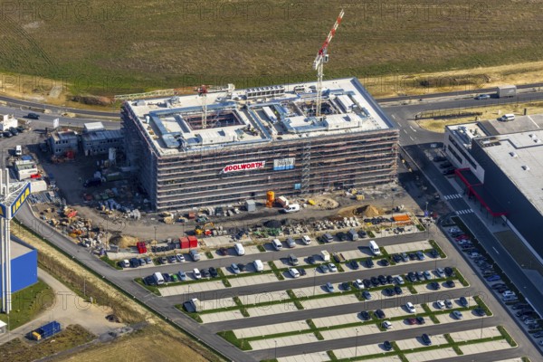 Aerial view, new Woolworth headquarters and logistics centre, Unna Kamen industrial estate,