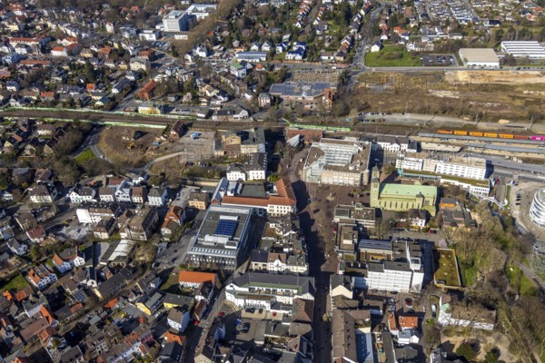 Aerial view, Unna railway station, Viktoriastrasse construction area for office building, St.