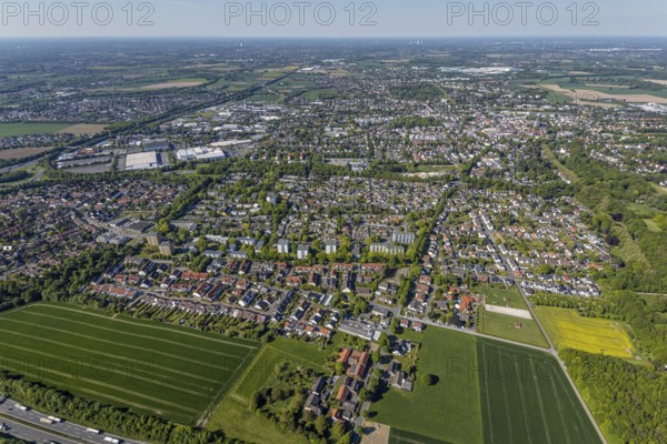 Aerial view, townscape, old town, protestant town church, Unna, Ruhr area, North Rhine-Westphalia,