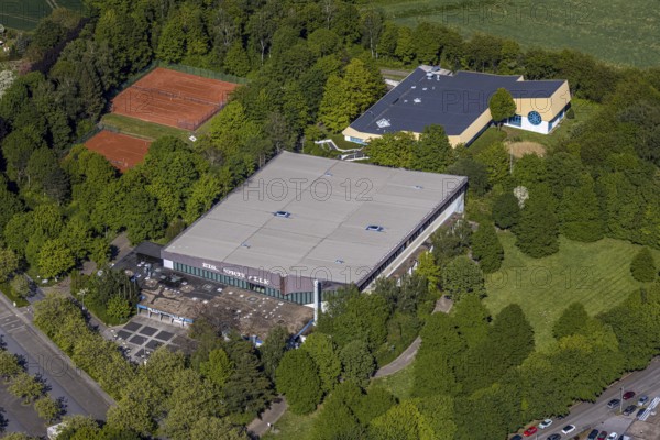 Aerial view, ice rink Unna, swimming rink Unna, Unna, Ruhr area, North Rhine-Westphalia, Germany,