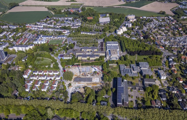 Aerial view, construction area Berliner Allee residential development, school centre north, Unna,