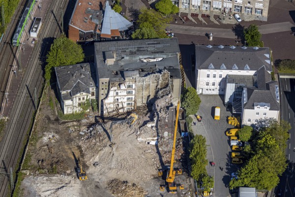 Aerial view, Bremme mill demolition for new building construction site shopping centre, Unna, Ruhr