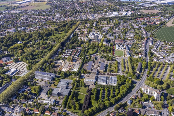 Aerial view, construction area Berliner Allee residential development, school centre north, Unna,