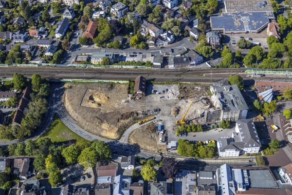 Aerial view, Bremme mill demolition for new building construction site shopping centre, Unna, Ruhr
