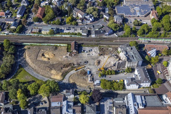 Aerial view, Bremme mill demolition for new building construction site shopping centre, Unna, Ruhr