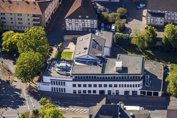 Aerial photo, Hellweger Anzeiger and Westfälische Rundschau, waterway, Unna, Ruhr area, North