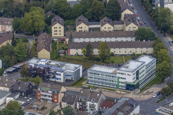 Aerial view, police station Velbert, jobcenter ME-aktiv, Velbert, Ruhr area, North