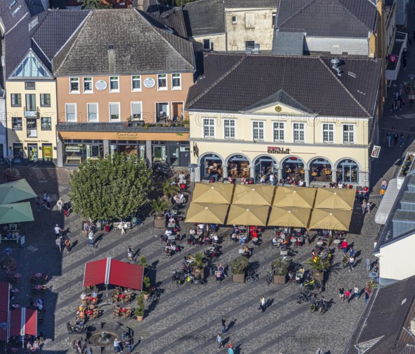 Aerial view, market square, Café Extrablatt Unna, outdoor catering, Unna, Ruhr area, North
