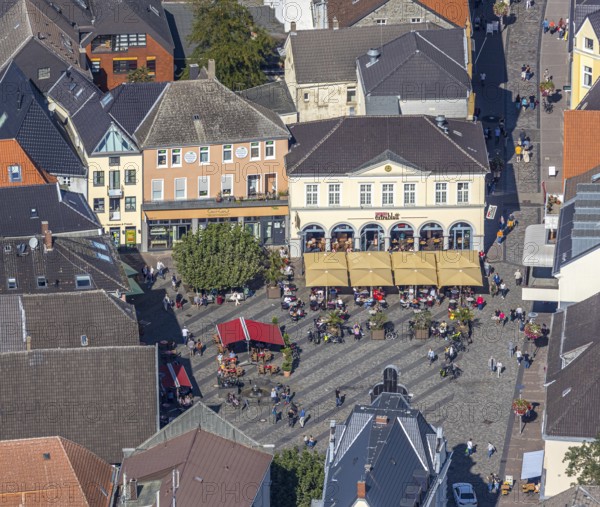 Aerial view, market square, Café Extrablatt Unna, outdoor catering, Unna, Ruhr area, North