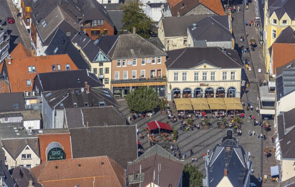 Aerial view, market place, Café Extrablatt Unna, Unna, Ruhr area, North Rhine-Westphalia, Germany,