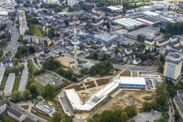 Aerial photo, construction site, Kastanienallee development area, Kastanienallee primary school,