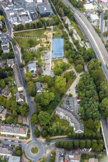 Aerial view, Freizeitpark Nordstadt, youth centre, residential area Ostumer Straße, Höfer Straße,