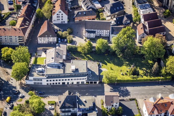 Aerial photo, Hellweger Anzeiger and Westfälische Rundschau, waterway, Unna, Ruhr area, North