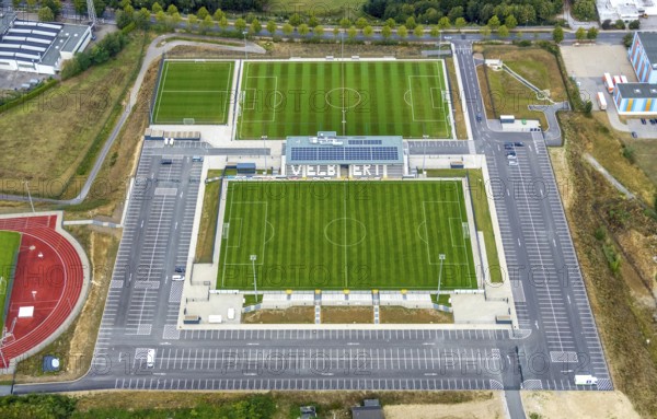 Aerial view, new Oberliga stadium, EMKA Sportzentrum Velbert, Röttgen, Velbert, Ruhr area, North
