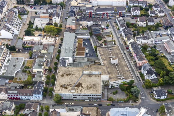 Aerial view, remodelling Friedrichstraße, Hertie ruin, planned demolition, Velbert, Ruhr area,