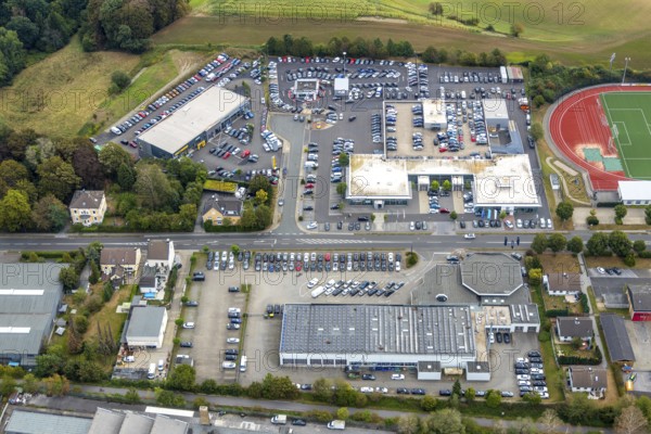 Aerial view, Am Sportplatz Allgemeiner Sportverein Tönisheide, industrial area Nevigeser Straße,