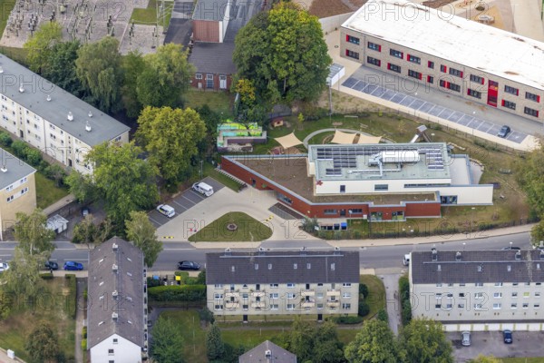 Aerial photograph, construction site, Kastanienallee development area, Kastanienallee primary