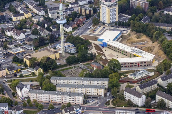 Aerial photo, construction site, Kastanienallee development area, Kastanienallee primary school,