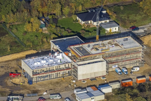 Aerial view, construction site, new building, Am Dreieck, Wesel-Datteln-Kanal, Friedrichsfeld,