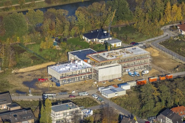 Aerial view, construction site, new building, Am Dreieck, Wesel-Datteln-Kanal, Friedrichsfeld,