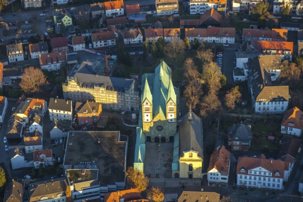 Aerial view, Basilica of the Visitation of the Virgin Mary, Walburgisstraße, Old pilgrimage church,