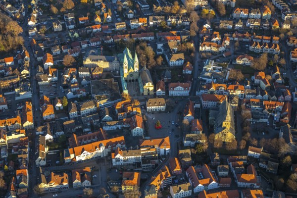 Aerial view, Basilica of the Visitation of the Virgin Mary, Walburgisstraße, old pilgrimage church,