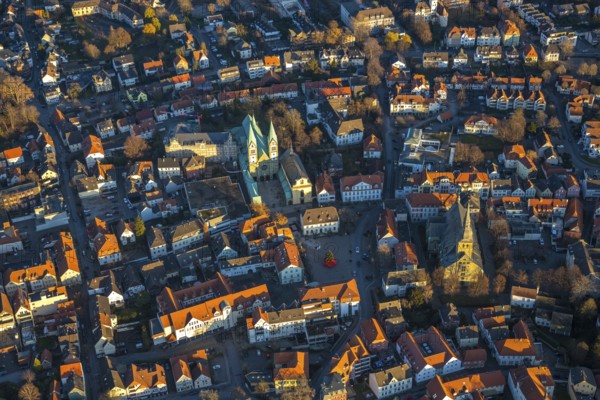 Aerial view, Basilica of the Visitation of the Virgin Mary, Walburgisstraße, old pilgrimage church,