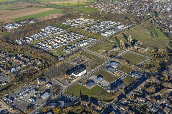Aerial view, former Niederberg colliery, Dicksche Heide development area, Niederberg Park,