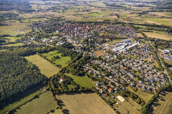 Aerial view, local view, Nieheim, Ostwestfalen-Lippe, OWL, North Rhine-Westphalia, Germany, DE,
