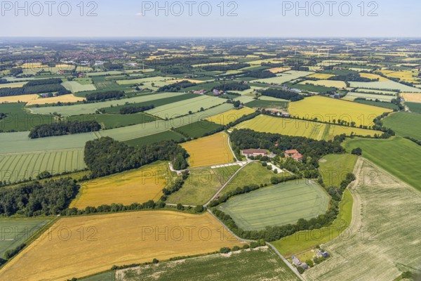 Aerial view, Haus-Giesking stud farm, moated castle, horse stud farm, Appelhülsen, Nottuln,