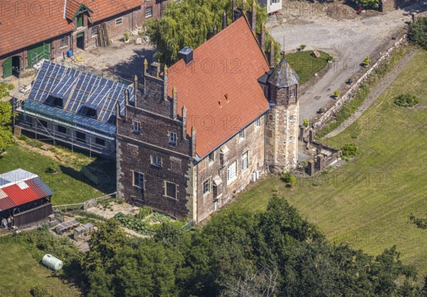 Aerial view, Haus Klein-Schonebeck, construction site extension, Wierling, Nottuln, Small