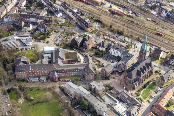Aerial view, Catholic Clinics Oberhausen, St. Marien-Hospital, Town Hall Osterfeld, Church St.