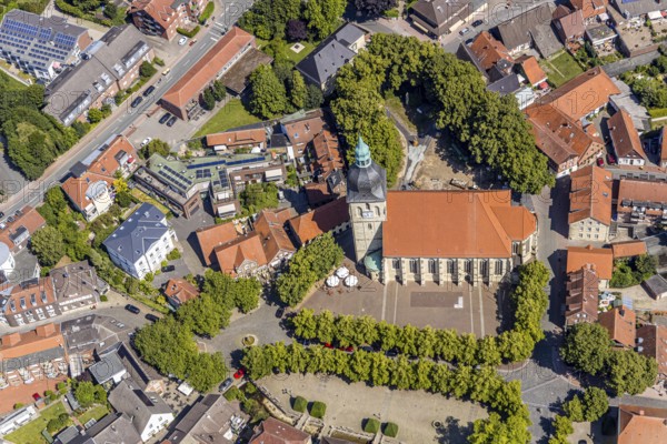 Aerial view, catholic St. Martinus collegiate church and parish church, town centre, Nottuln,