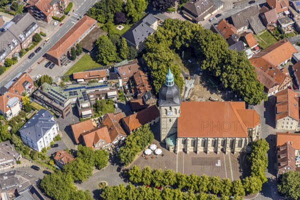 Aerial view, catholic St. Martinus collegiate church and parish church, town centre, Nottuln,