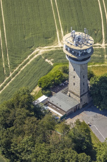 Aerial view, Baumberge, Longinusturm, Nottuln, Münsterland, North Rhine-Westphalia, Germany,