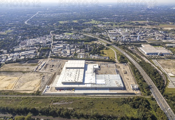 Aerial view, new access road, Oberhausen-Waldteich new EDEKA logistics centre for the Rhine-Ruhr