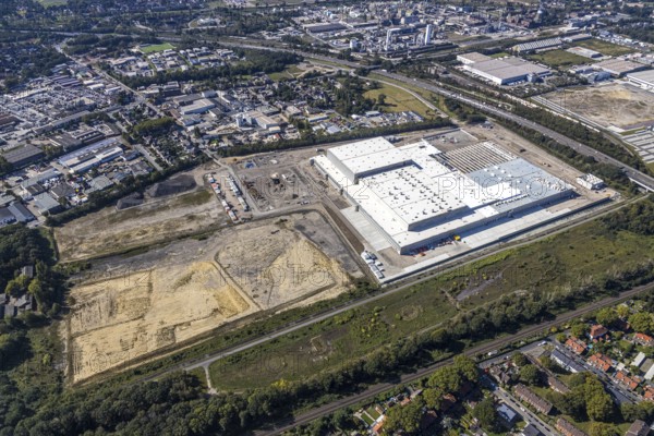 Aerial view, new access road, Oberhausen-Waldteich new EDEKA logistics centre for the Rhine-Ruhr