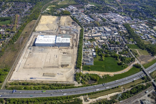 Aerial view, Logport V, Duisburger Hafen AG, Duisport, EDEKA logistics centre, central warehouse,