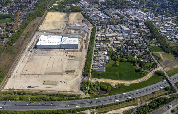 Aerial view, Logport V, Duisburger Hafen AG, Duisport, EDEKA logistics centre, central warehouse,