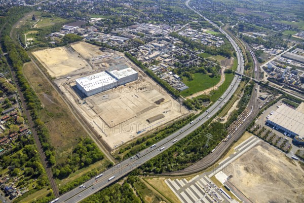 Aerial view, Logport V, Duisburger Hafen AG, Duisport, EDEKA logistics centre, central warehouse,