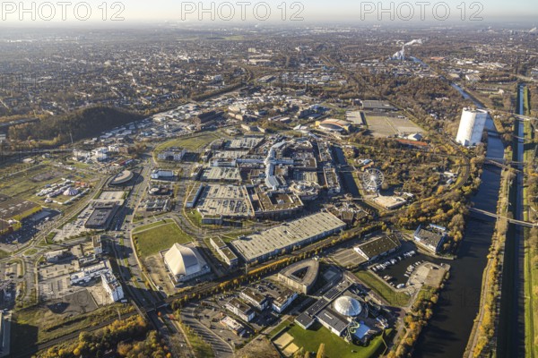 Aerial view, Neue Mitte, CentrO site, gasometer renovation measures, Borbeck, Oberhausen, Ruhr