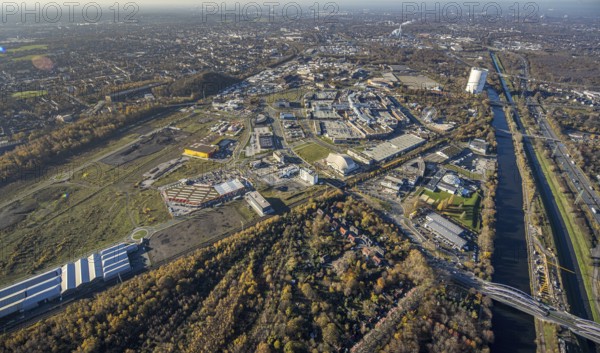 Aerial view, Neue Mitte, CentrO site, gasometer renovation measures, Poco Einrichtungsmarkt,