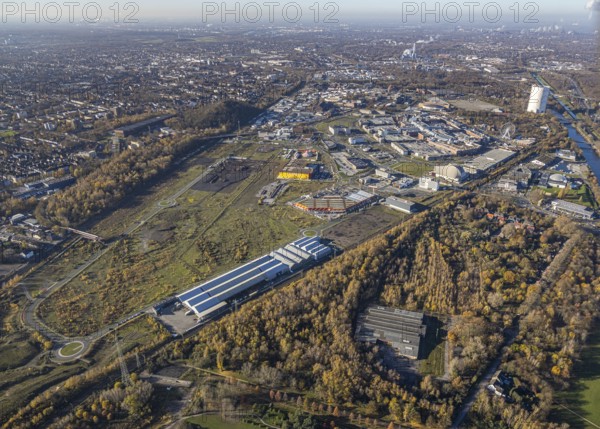 Aerial view, Neue Mitte, CentrO site, gasometer renovation measures, Poco Einrichtungsmarkt,