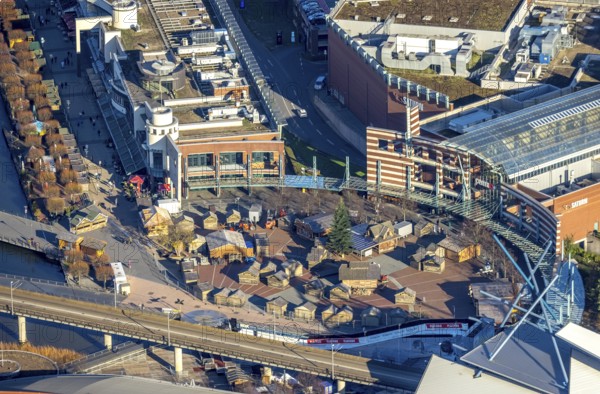 Aerial view, Centro, Platz der Guten Hoffnung, preparations for the Centro Christmas market,